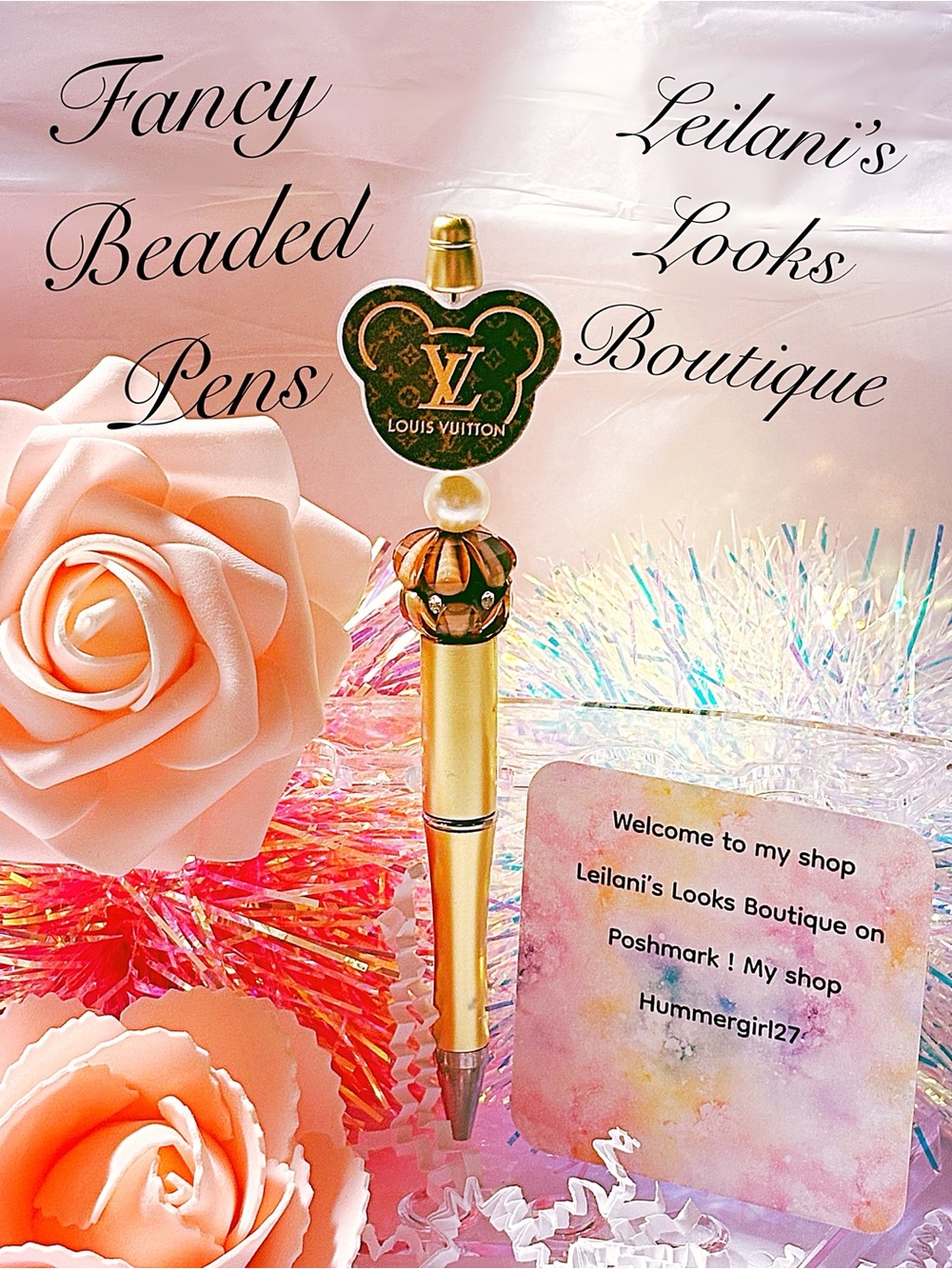 Fancy beaded Pen/gifts/mickey mouse/brown beads/